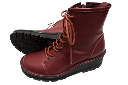 【インコルジェ 5501 ダークワイン】ウエッジタンクソール靴紐ハイカットブーツ