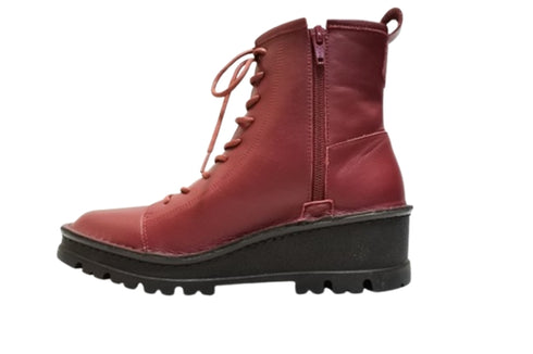 【インコルジェ 5501 ダークワイン】ウエッジタンクソール靴紐ハイカットブーツ