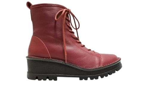 【インコルジェ 5501 ダークワイン】ウエッジタンクソール靴紐ハイカットブーツ