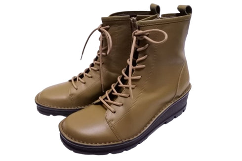 【インコルジェ 5501 カーキ】ウエッジタンクソール靴紐ハイカットブーツ