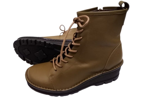 【インコルジェ 5501 カーキ】ウエッジタンクソール靴紐ハイカットブーツ