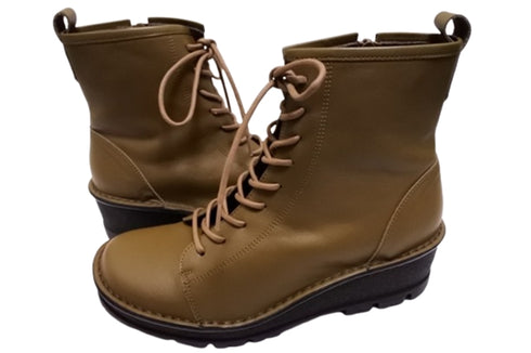 【インコルジェ 5501 カーキ】ウエッジタンクソール靴紐ハイカットブーツ