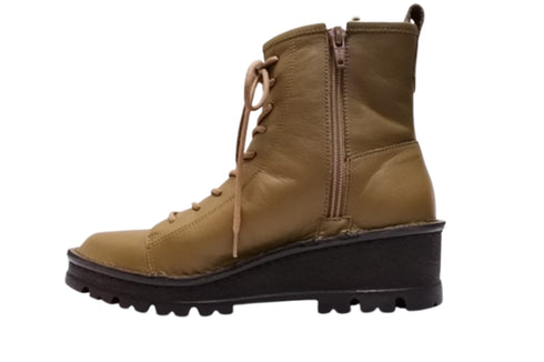 【インコルジェ 5501 カーキ】ウエッジタンクソール靴紐ハイカットブーツ