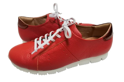 【arui_toe 57502 レッド】本革コンフォートスニーカー