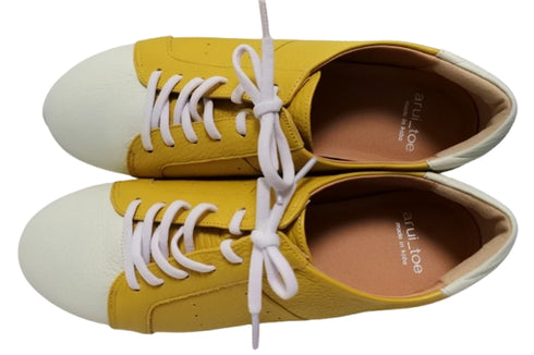 【arui_toe 57502 イエロー】本革コンフォートスニーカー