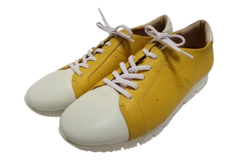 【arui_toe 57502 イエロー】本革コンフォートスニーカー