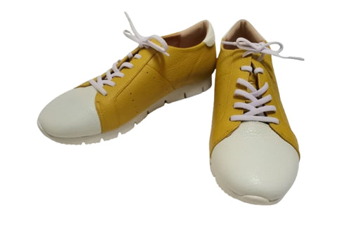 【arui_toe 57502 イエロー】本革コンフォートスニーカー