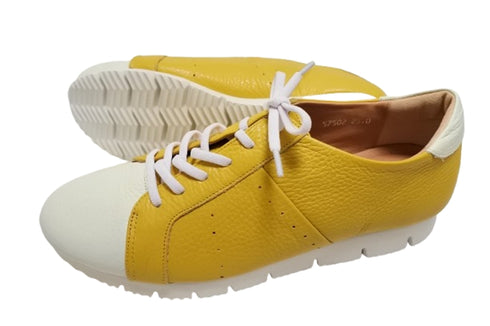 【arui_toe 57502 イエロー】本革コンフォートスニーカー