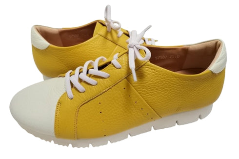 【arui_toe 57502 イエロー】本革コンフォートスニーカー