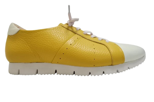 【arui_toe 57502 イエロー】本革コンフォートスニーカー