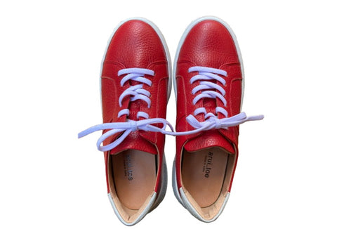 【arui_toe 57503 レッド】イタリア産レザーコンフォートスニーカー