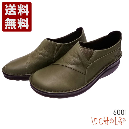 【インコルジェ 6001 オリーブ】ライトソール カジュアルデザインシューズ