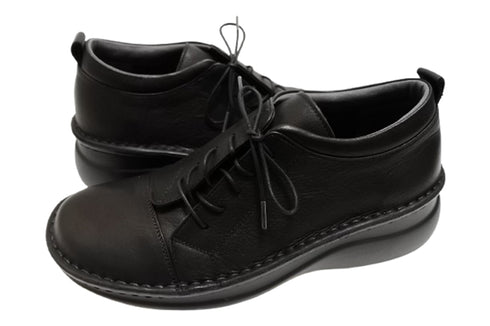 【インコルジェ 6004 ブラック】ライトソール サイド靴紐シューズ 丸紐タイプ