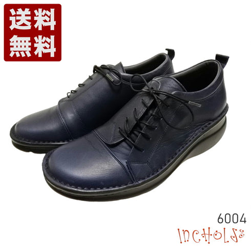 【インコルジェ 6004 ネイビー】ライトソール サイド靴紐シューズ 丸紐タイプ