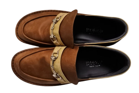 【インコルジェ 6010 ブラウンコンビ】ライトソール ビットローファー