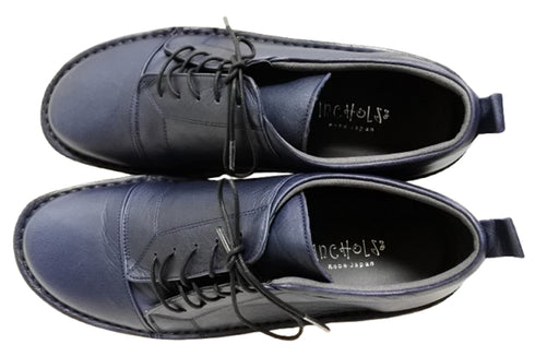 【インコルジェ 6013 ネイビー】ライトソール サイド靴紐シューズ ゴム紐タイプ