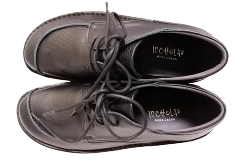 【インコルジェ7085 ブラック】本革靴紐デザインシューズ