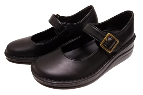 【インコルジェ7088 ブラック】本革カジュアルベルトシューズ