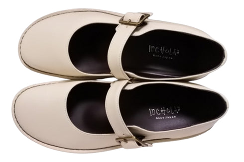 【インコルジェ7088 アイボリー】本革カジュアルベルトシューズ