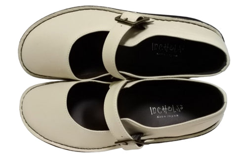 【インコルジェ7088 アイボリー】本革カジュアルベルトシューズ