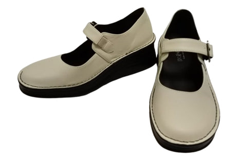 【インコルジェ7088 アイボリー】本革カジュアルベルトシューズ