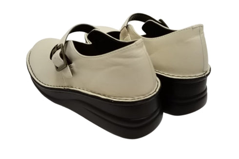 【インコルジェ7088 アイボリー】本革カジュアルベルトシューズ