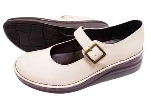 【インコルジェ7088 アイボリー】本革カジュアルベルトシューズ