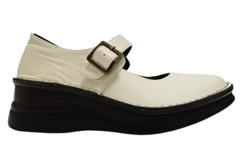 【インコルジェ7088 アイボリー】本革カジュアルベルトシューズ