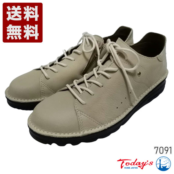 【TODAY'S 7091 アジュール】スムースレザーサイドジップスニーカー メンズ