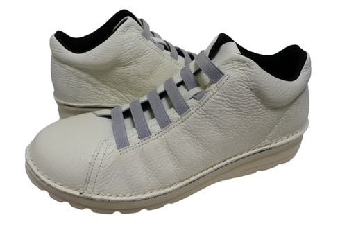 【TODAY's 7110 アイボリー】ゴム紐撥水レザースニーカー メンズ