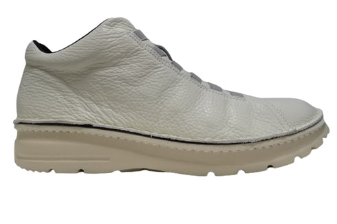 【TODAY's 7110 アイボリー】ゴム紐撥水レザースニーカー メンズ