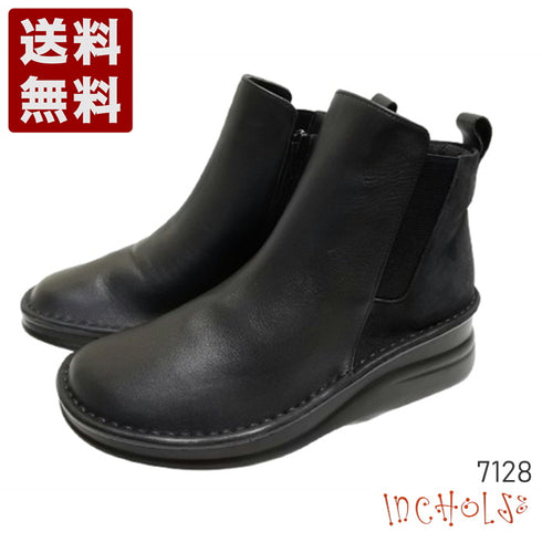 【インコルジェ 7128 ブラックコンビ】バイカラーショートブーツ