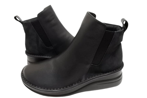 【インコルジェ 7128 ブラックコンビ】バイカラーショートブーツ