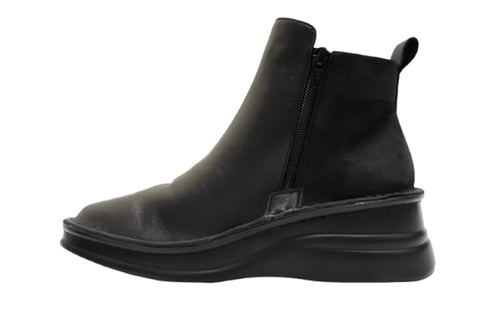 【インコルジェ 7128 ブラックコンビ】バイカラーショートブーツ