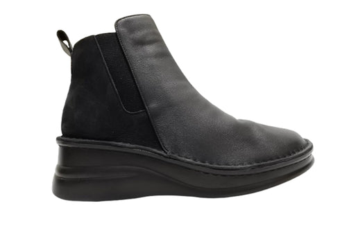 【インコルジェ 7128 ブラックコンビ】バイカラーショートブーツ