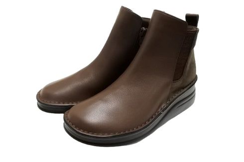 【インコルジェ 7128 ダークブラウンコンビ】バイカラーショートブーツ