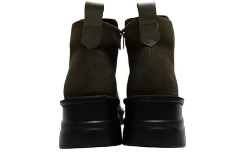 【インコルジェ 7128 モスグリーンコンビ】バイカラーショートブーツ