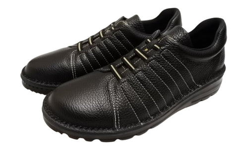 【TODAY'S 7280 ブラック】ゴムひもレザースニーカー メンズ