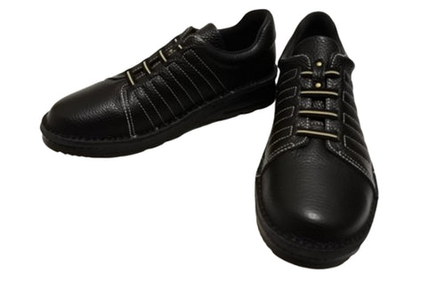 【TODAY'S 7280 ブラック】ゴムひもレザースニーカー メンズ