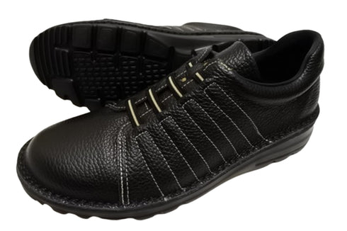 【TODAY'S 7280 ブラック】ゴムひもレザースニーカー メンズ