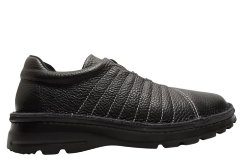 【TODAY'S 7280 ブラック】ゴムひもレザースニーカー メンズ