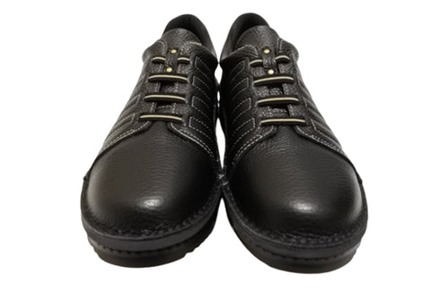 【TODAY'S 7280 ブラック】ゴムひもレザースニーカー メンズ