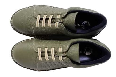 【TODAY'S 7280 ダークカーキ】ゴムひもレザースニーカー メンズ