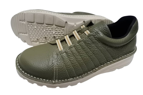 【TODAY'S 7280 ダークカーキ】ゴムひもレザースニーカー メンズ