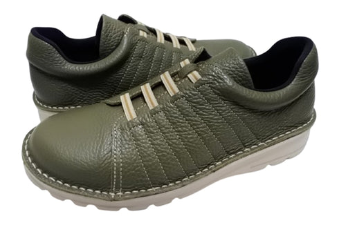 【TODAY'S 7280 ダークカーキ】ゴムひもレザースニーカー メンズ