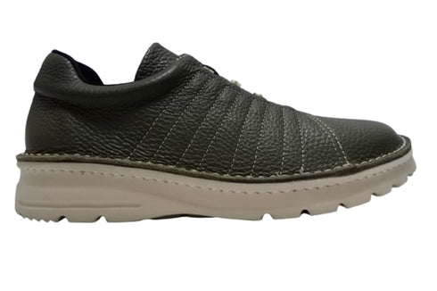 【TODAY'S 7280 ダークカーキ】ゴムひもレザースニーカー メンズ