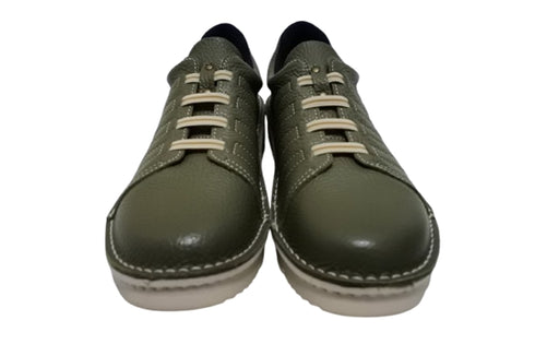 【TODAY'S 7280 ダークカーキ】ゴムひもレザースニーカー メンズ