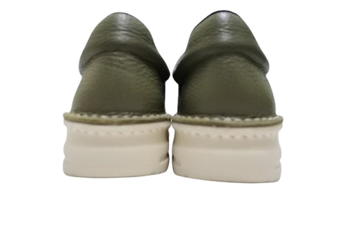 【TODAY'S 7280 ダークカーキ】ゴムひもレザースニーカー メンズ