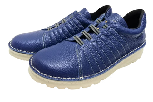 【TODAY'S 7280 ネイビー】ゴムひもレザースニーカー メンズ