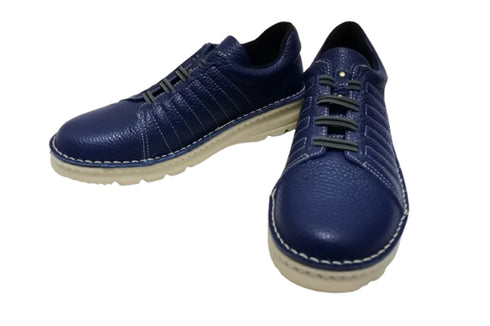 【TODAY'S 7280 ネイビー】ゴムひもレザースニーカー メンズ